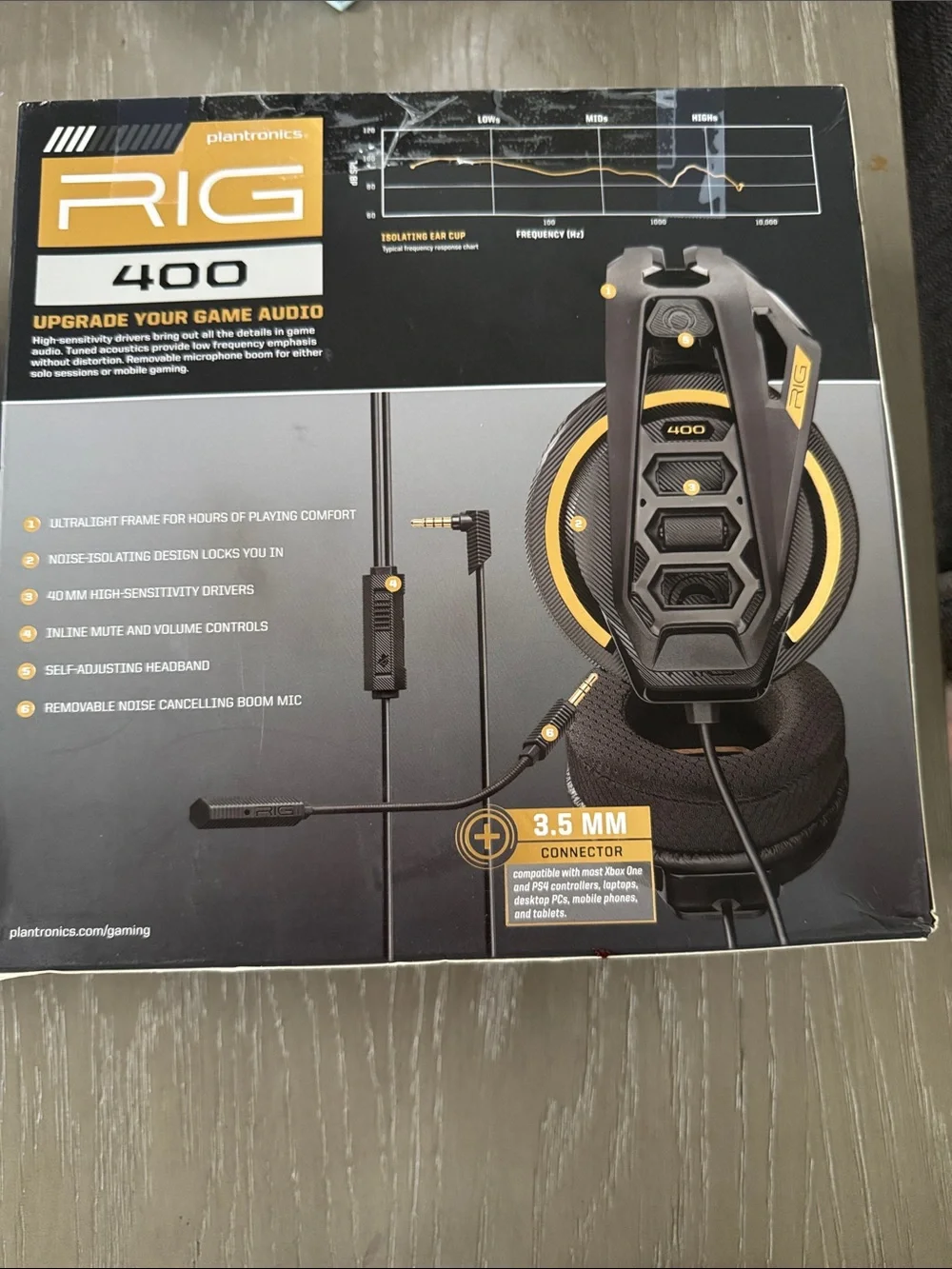 Plantronics RIG 400 Wired Gaming Headset - Black & Yellow Accents